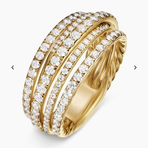 David Yurman Gold and Diamond Pavé Crossover Ring